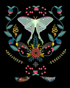 "Luna Moth and Botanicals", 2003, Digital Illustration