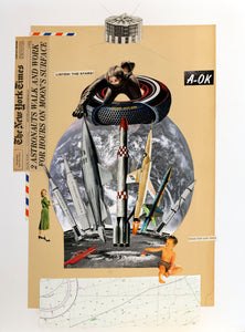 "Moonwoman", 2019, Collage, Found Paper, 18" x 24"